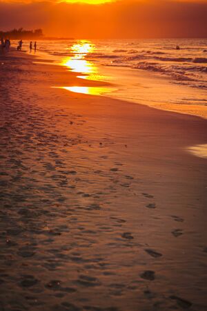 Varadero beach, Cuba bathed in the light of the golden hoursの写真素材