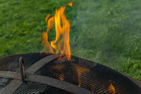 Bonfire from an outdoor metal stove