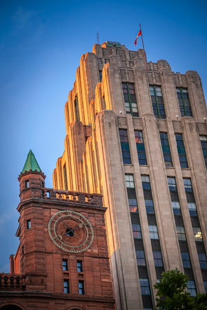 Old historic and modern building in Montreal, Canadaのeditorial素材