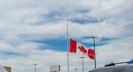 Canadian flag at half mastの写真素材
