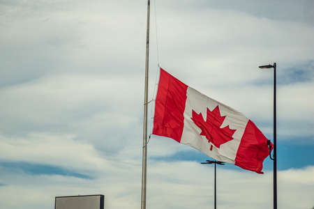 Canadian flag at half mastの写真素材