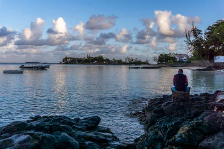 Beautiful bay at Pereybere beach, Mauritiusの写真素材