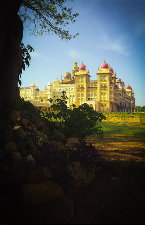 Mysore or Mysuru Palace, the second most visited place in India is a beacon of majestic legacy and magnificent architecture.の写真素材