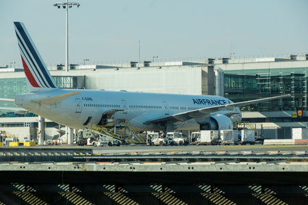 Air France airplane on the tarmac at Charles de Gaulle airport, Paris, France