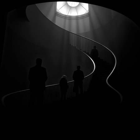 Glass ceiling above a spiral staircaseの素材