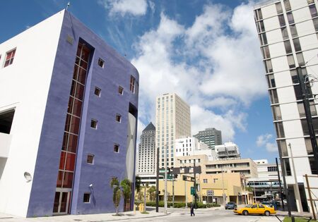 Empty Miami downtown streets on Sunday morning Florida
