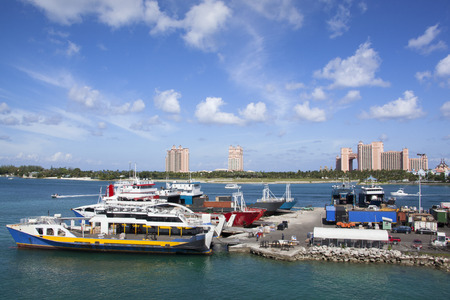 The view of ferry port in Nassau, the capital of The Bahamas.の写真素材