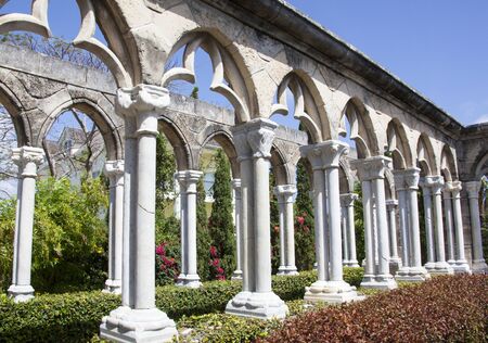 Cloisters gardens with medieval monastery ruins brought from France and reconstructed on Paradise Island (The Bahamas).の写真素材