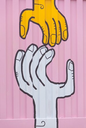 The symbolic graffiti on a metal container in Melbourne city (Victoria, Australia).の写真素材