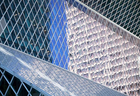 Details of glass covered modern skyscraper in Seattle downtown (Washington).