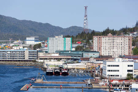The view of Ketchikan town, popular tourist destination in Alaska.の写真素材