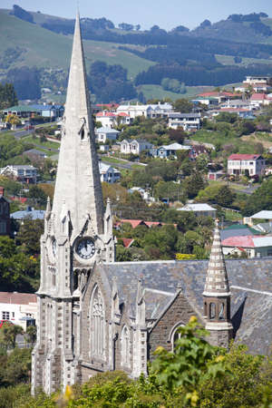 The view of Presbyterian Church in Port Chalmers, the suburb of Dunedin city (New Zealand).の写真素材