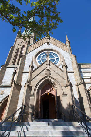 The entrance to the historic Cathedral of the Immaculate Conception on Saint John town (New Brunswick, Canada).の写真素材