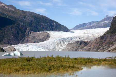 The scenic view of Mendenhall Glacier on Summer (Juneau, Alaska).の写真素材