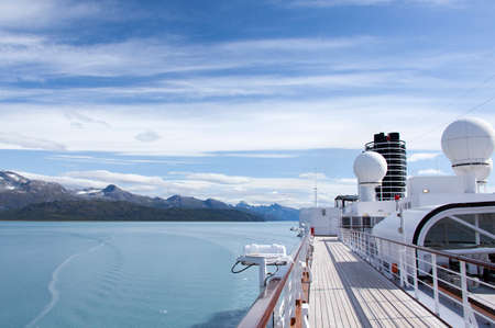The cruise liner traveling inside Glacier Bay national park.の写真素材