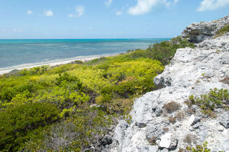 The beach coastline on Grand Turk island (Turks & Caicos).