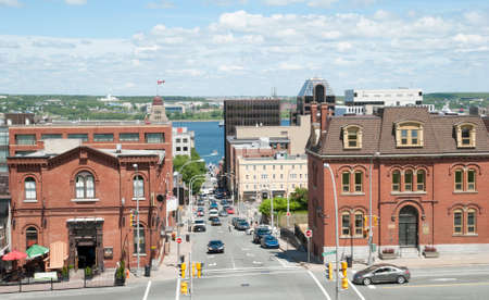 The view of Prince Street stretching down to the bay in Halifax city (Nova Scotia, Canada).の写真素材