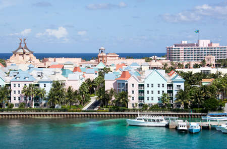 The skyline of of Paradise Island resorts in The Bahamas.の写真素材