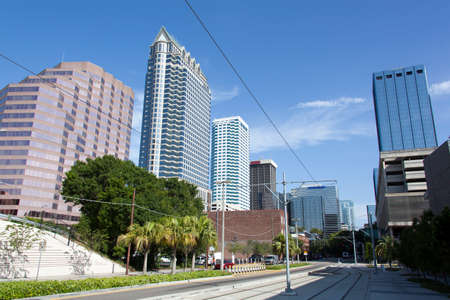 The empty S. Franklin Street on Sunday morning (Tampa, Florida).の写真素材