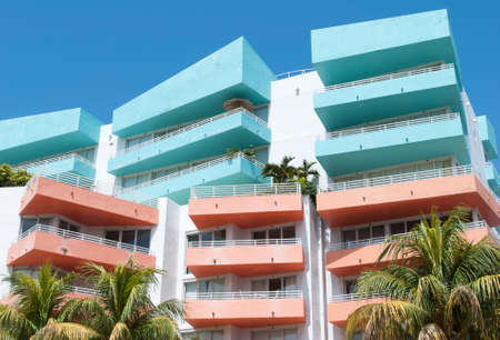 The modern characteristic look of buildings in Miami Beach district (Florida).の写真素材