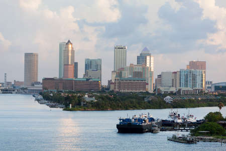 The view of Harbour Island with Tampa city downtown in early morning (Florida).の写真素材