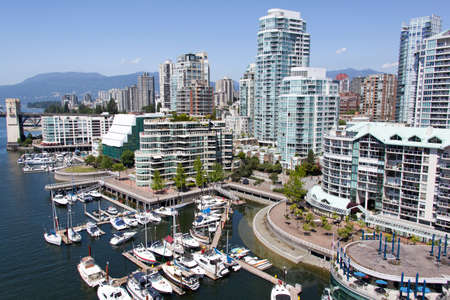 The view of Davie Village skyline, the district in Vancouver downtown (British Columbia).の写真素材