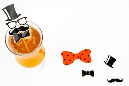 Fathers day. Modern icon with mug of happy beer. White backgroundの写真素材