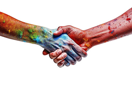 Handshake day in abstract style. AI generated.の素材