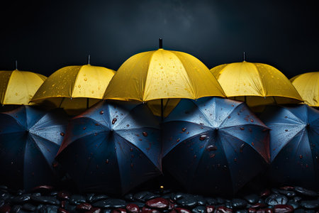 Ukraine. Safe sky. Help cover the sky. Umbrellas cover the sky of Ukraine and the worldの写真素材