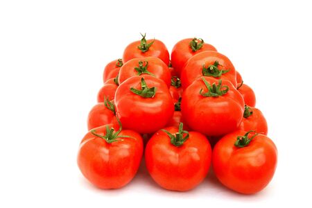 Fresh ripe red tomato on white background                               の写真素材