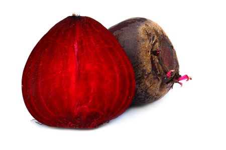 Ripe sliced beet isolated on white background                               の写真素材