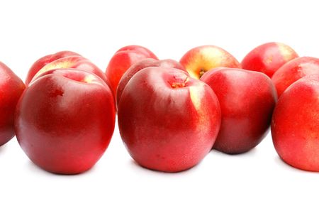 Many nectarines isolated on the white background                                  の写真素材