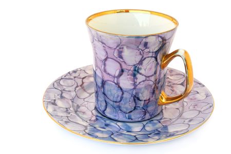Tea cup and saucer on white background                               の写真素材