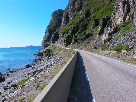 Road passing by the lakes at the norwegian mountains                             の写真素材