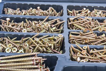 A set of different  screws in the  box の写真素材