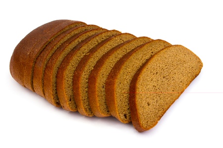 Slices of bread isolated on white backgroundの写真素材