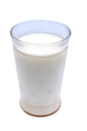 Glass of milk  isolated on white backgroundの写真素材