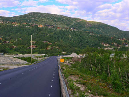 Scenic road and beautiful mountains in Norway.の写真素材