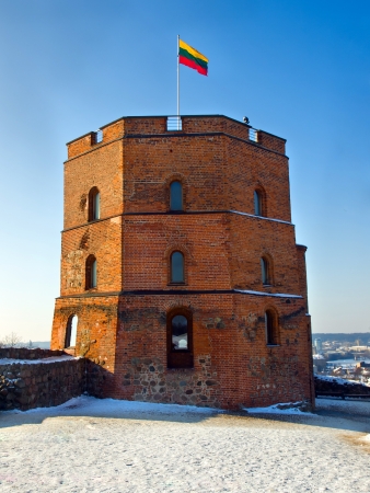 Symbol of Vilnius - Tower of Gediminas, winterのeditorial素材