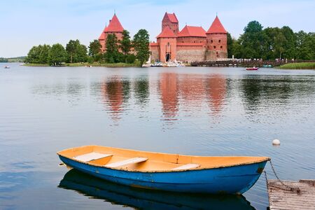 Old medieval castle on lake Galve in Trakai, Lithuania