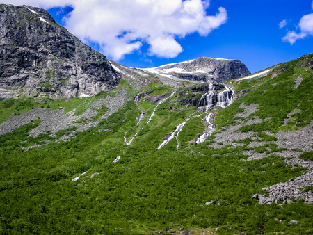 Beautiful Norwegian nature, mountains, gorges and mountain river