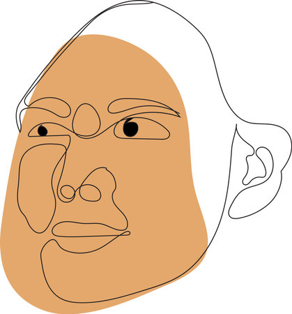 Beauty woman face one line vector art drawing on white isolated backgroundのイラスト素材