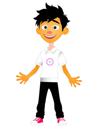 Boy with a white t-shirt on a white background. Vector illustrationのイラスト素材
