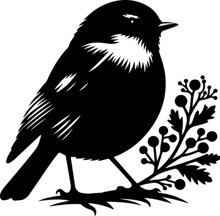 Tit - Blackbird.Vector illustration ready for vinyl cutting.のイラスト素材