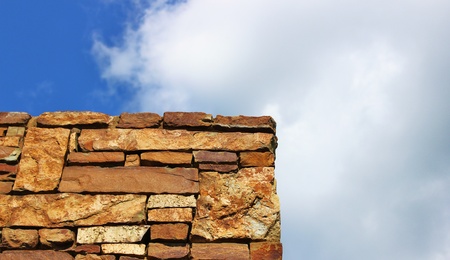 Stone Wall and Cloudy Skyの写真素材