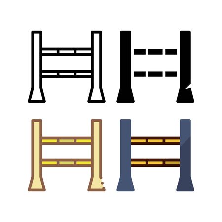 Horse riding fence icon. With outline, glyph, filled outline and flat styleのイラスト素材