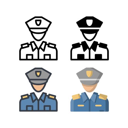 Police avatar icon. With outline, glyph, filled outline and flat styleのイラスト素材
