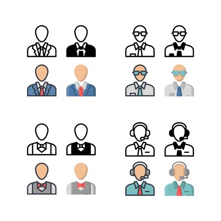Office employee avatar icon. With outline, glyph, filled outline and flat styleのイラスト素材