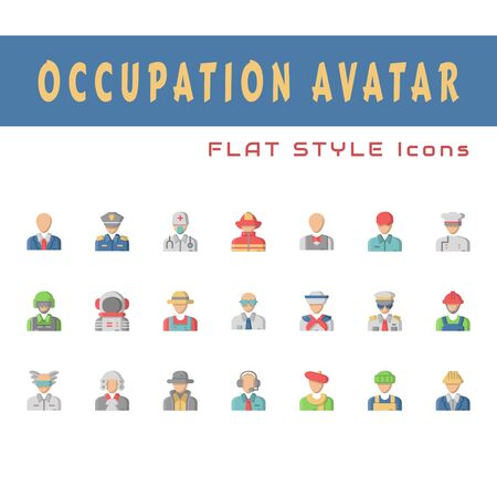 A set of avatar icons about occupation. Flat styleのイラスト素材