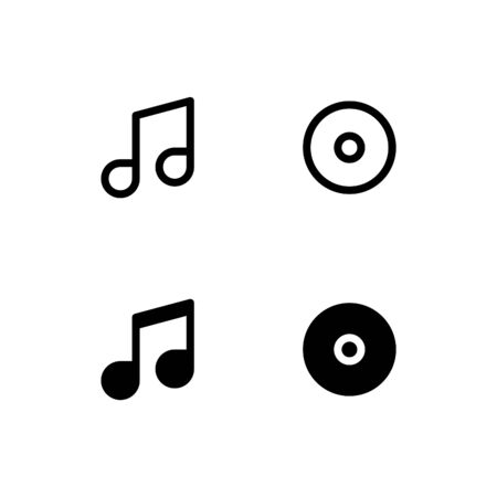 Audio and playlist icon. With outline and glyph styleのイラスト素材